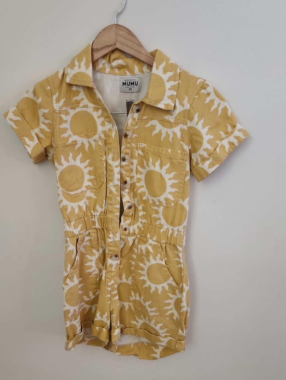 Show Me Your Mumu Cannon Yellow Paradise Sun-Print Romper XS - Picture 3 of 8